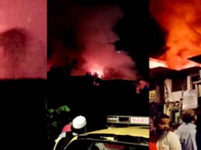 धारावी की दुकानों में लगी भीषण आग