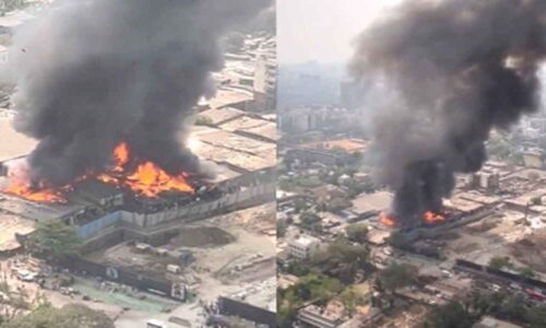 मुंबई में झुग्गी बस्ती में लगी आग, आग पर काबू पाने के प्रयास