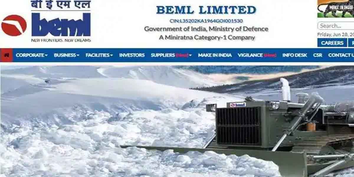 रक्षा क्षेत्र की कंपनी बीईएमएल की 26 प्रतिशत हिस्सेदारी बिक्री के लिए वित्तीय बोलियां जल्द