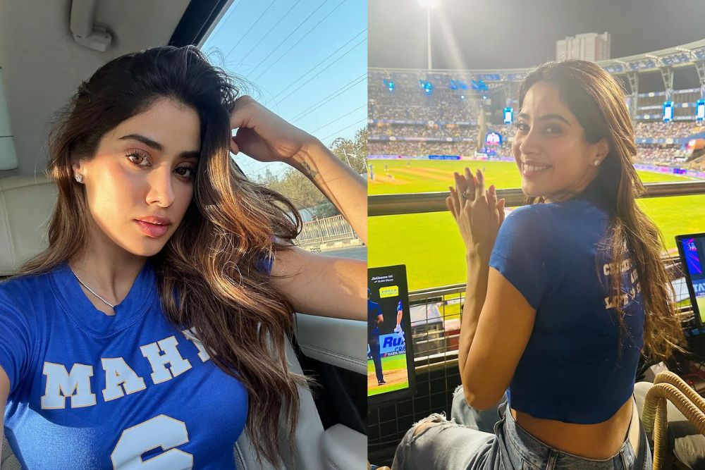 खुली जुल्फें और माही की टी-शर्ट पहन IPL मैच देखने पहुंचीं जाह्नवी कपूर, किया माही का…