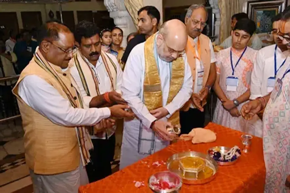 छत्तीसगढ़ के चंपारण पहुंचे अमित शाह
