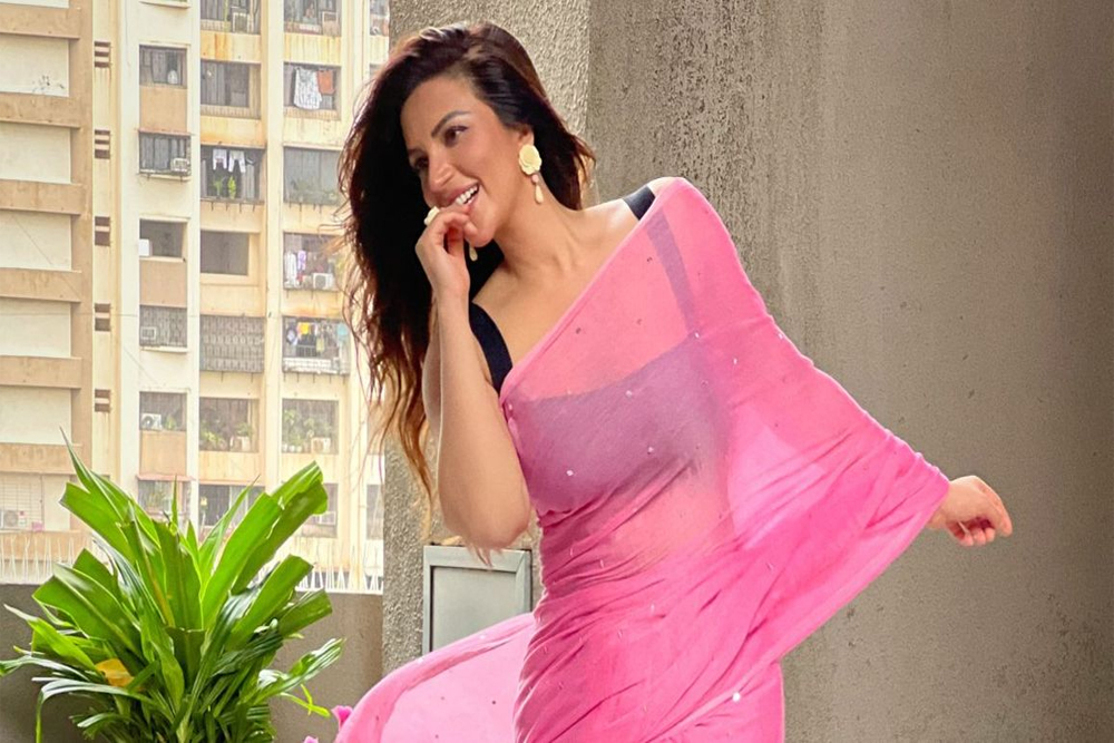 शमा सिकंदर ने बेबी पिंक साड़ी में बिखेरा जलवा