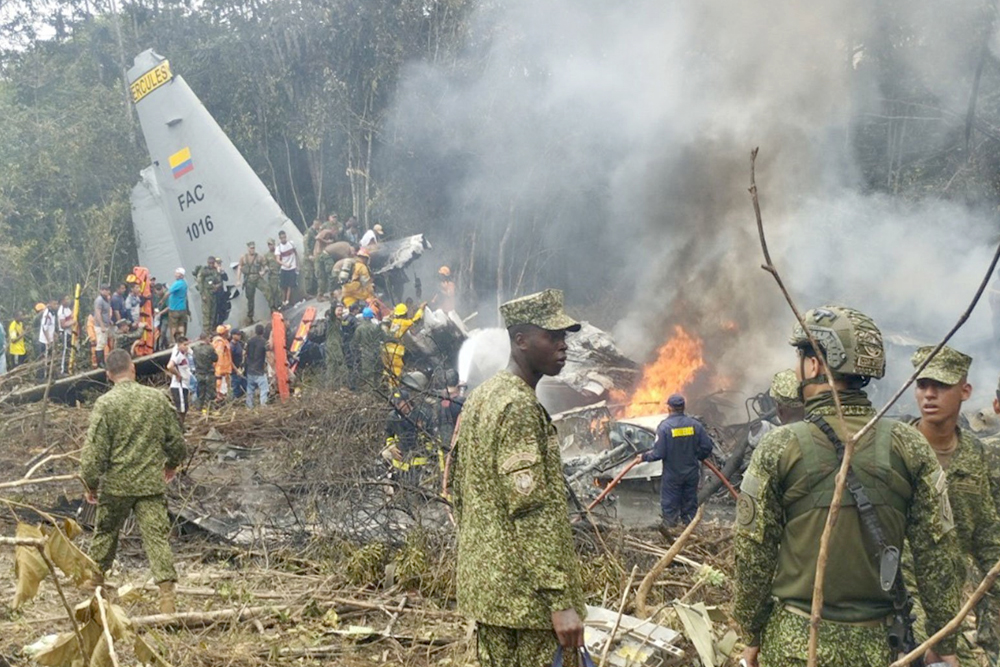 कोलंबियाः सेना के विमान दुर्घटना में मरने वालों की संख्या 66 हुई